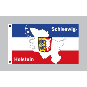 Flagge 90 x 150 : Schleswig-Holstein Landkarte