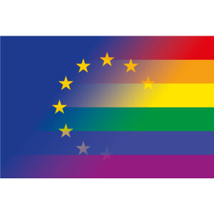 Stock-Flagge : Europa-Regenbogen / Premiumqualität 45x30 cm