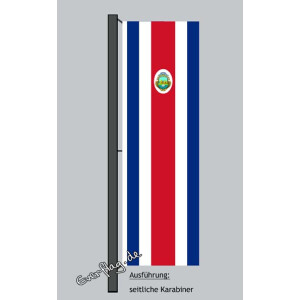 Hochformats Fahne Costa Rica mit Wappen