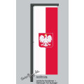 Hochformats Fahne Polen mit Wappen