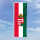 Hochformats Fahne Ungarn mit Wappen