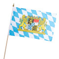 Stock-Flagge 30 x 45 : Bayern mit Wappen & Löwen