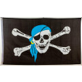 Flagge 90 x 150 : Piratenflagge mit blauem Kopftuch