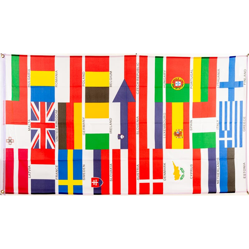 Flagge 90 x 150 : Europa 27 Länderflaggen mit Schrift Hochformat, 9,95 €