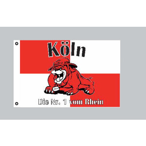 Flagge 90 x 150 : Köln die Nr.1 vom Rhein (Bulldogge)