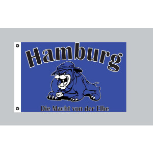 Flagge 90 x 150 : Hamburg die Macht von der Elbe (Bulldogge)