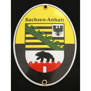 Emaille-Grenzschild Sachsen-Anhalt 11,5 x 15 cm NEU