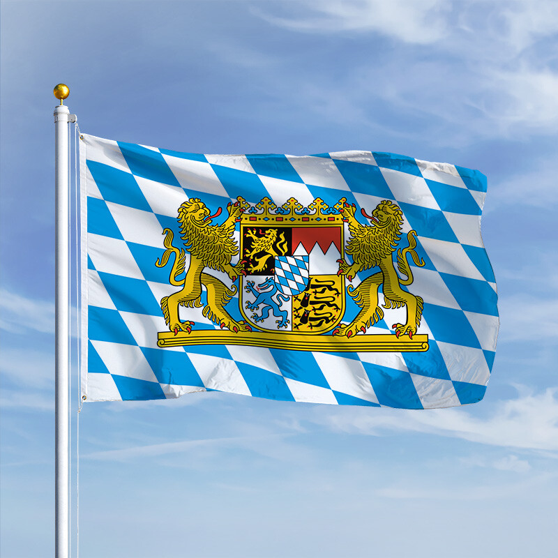 Bayern-Flagge Quer mit Löwen-Wappen (Raute) bei Deitert SF-Bay-HQ-rwl