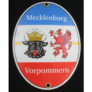 Emaille-Grenzschild Mecklenburg Vorpommern 11,5 x 15 cm