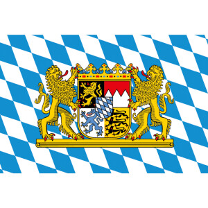 Fahne Flagge Bayern mit Löwen Staatswappen Banner Haken Hochformat XXL 120x300cm 