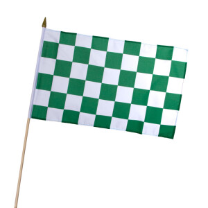 Stock-Flagge 30 x 45 : Karo Grün-Weiß