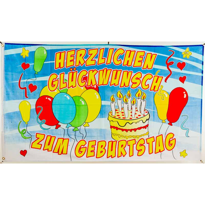 Happy Birthday Alles gute zum Geburtstag Sekt Torte Fahne Flagge 1,50x0,90m 