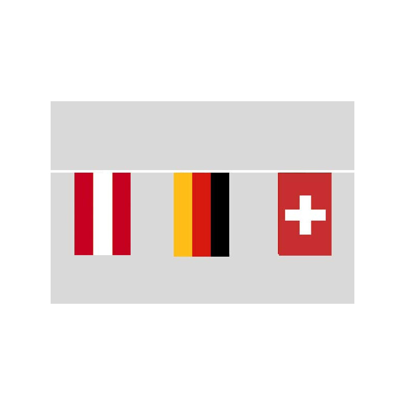 Party-Flaggenkette Deutschland - Oesterreich - Schweiz 9 Meter, 29