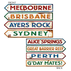 Motive aus Karton Australien Straßenschilder (4Stück)