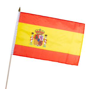 Stock-Flagge 30 x 45 : Spanien mit Wappen