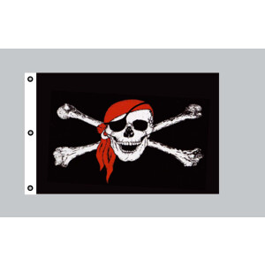 Riesen-Flagge: Pirat mit rotem Kopftuch 150cm x 250cm