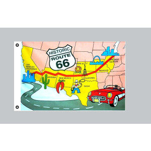 Flagge 90 x 150 : USA - Route 66