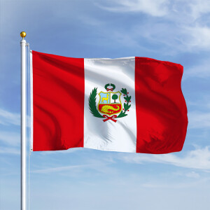 Premiumfahne Peru mit Wappen