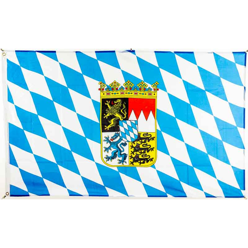 Flagge Bayern mit Wappen 90 x 150, Regionen Deutschland, Sonstige, Flaggen 90 x 150 cm