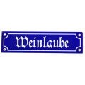 Emailleschild: "Weinlaube", 8x31cm