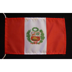Tischflagge 15x25 : Peru mit Wappen