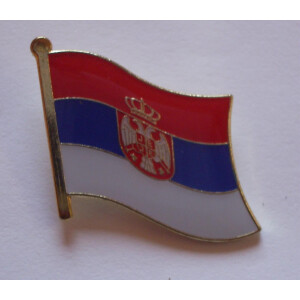 Flaggen-Pin vergoldet : Serbien mit Wappen